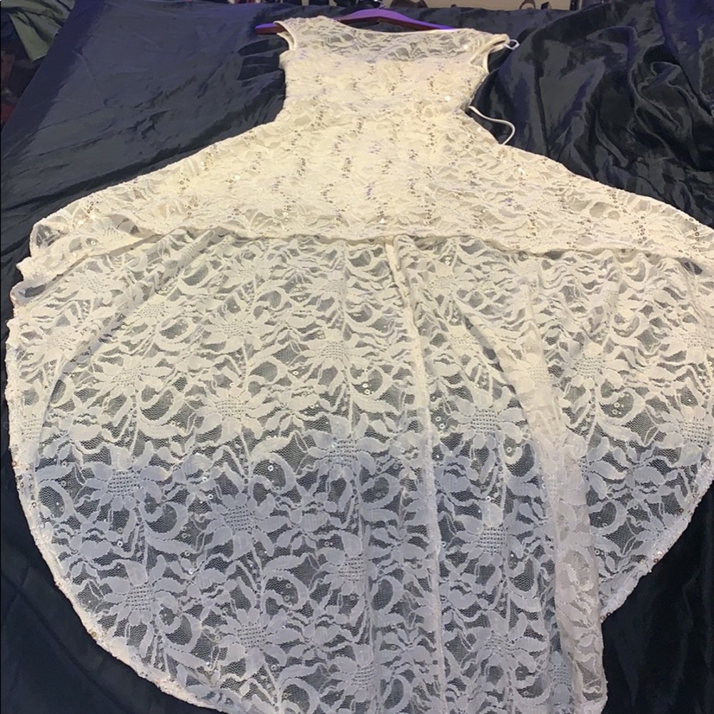 White lace sequenced dress